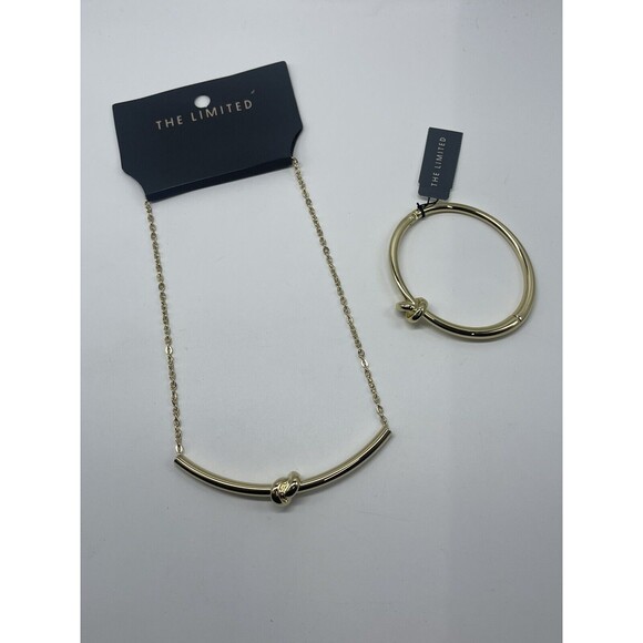 The Limited Gold Tone Knot Carved Necklace With Matching Bracelet New - Picture 4 of 7